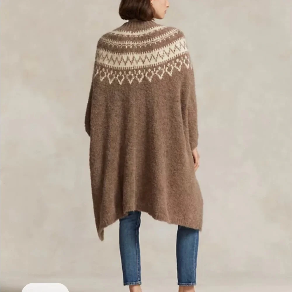 NWT Polo Ralph Lauren Fair Isle Wool-Blend Cape Cardigan - Picture 3 of 7